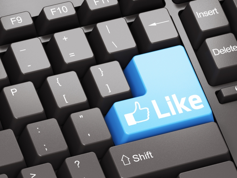 Social Media Black keyboard with blue Like