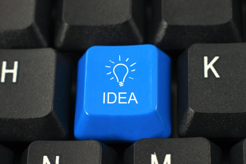 Idea word on blue and black keyboard