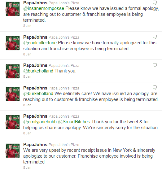 Papa John’s issued an apology Papa Johns issued an apology