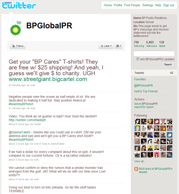 BP Global PR - Twitter used for social media attack