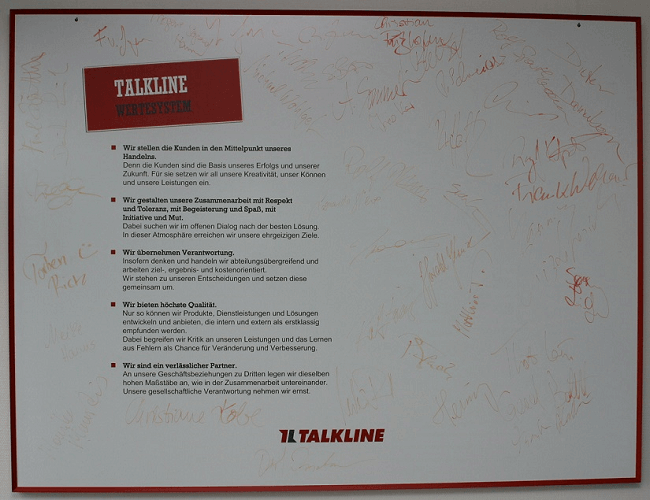 Corporate values shape organizational culture - Talkline Value Wall Corporate values shape the culture -Talkline Value Wall