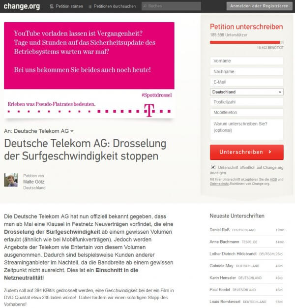 Social media protest - Deutsche Telekom