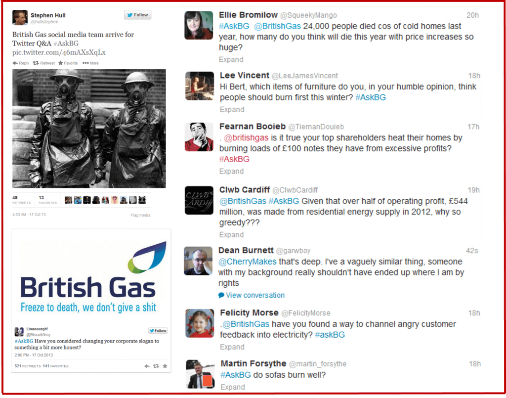 Rising fuel costs lead to social media attacks - British Gas - #AskBG Shitstorm
